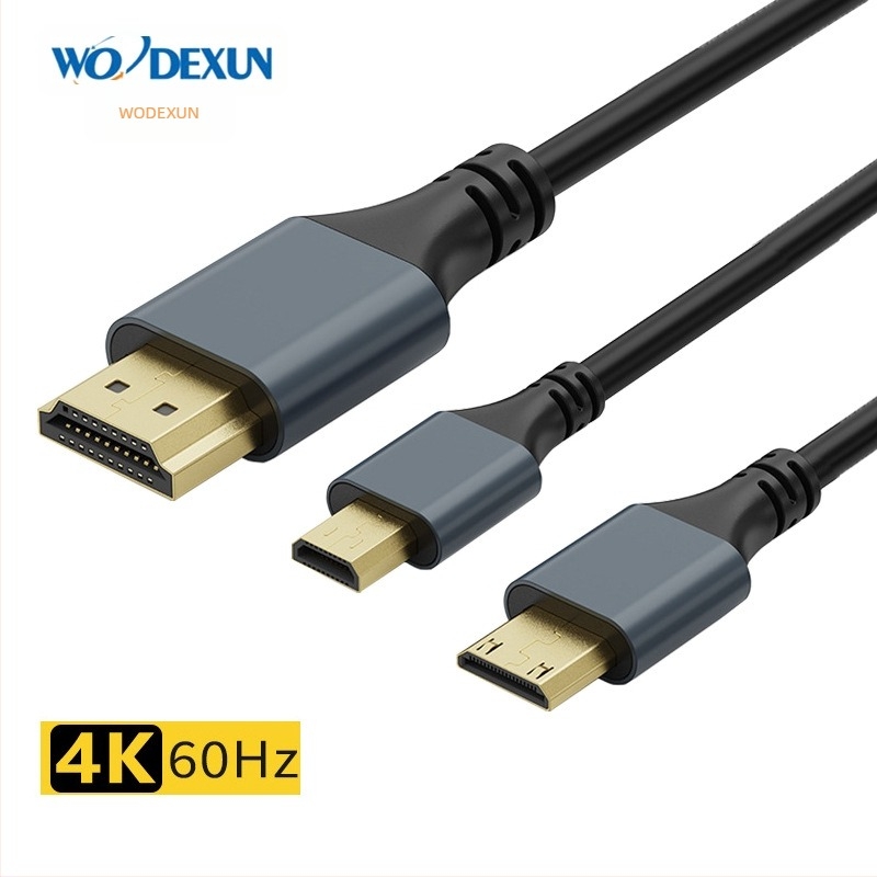 Cablu HDMI la Mini HDMI/Micro, 4K60Hz, HDMI 2.0, cupru, placat cu aur, lungime 0.5–10 m, Wadexun