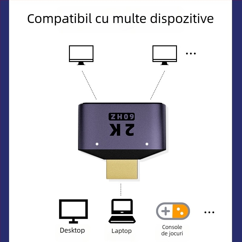 Adaptor splitter HDTV 1 la 2 cu cablu din aliaj, interfață HDTV, cablu adaptor, pentru dispozitive digitale