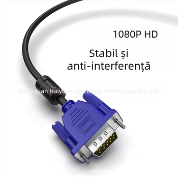 Cablu VGA, 15 pini, cu conductori din cupru, turnat prin injecție, modelul 4+5VGA pentru monitoare LCD și laptopuri