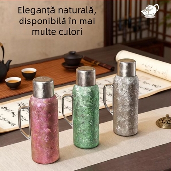 Ceainic izolat din titan cu mâner din titan, termometru mecanic, capac interior, pentru birou sau uz casnic