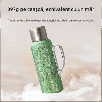 Ceainic izolat din titan cu mâner din titan, termometru mecanic, capac interior, pentru birou sau uz casnic