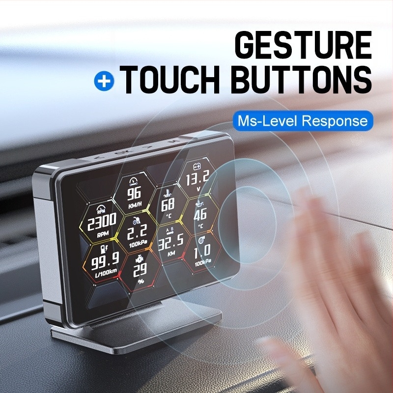 Panel OBD LCD multifuncțional: temperatură apă, indicator turbo, tachometru, temperatură ulei, tensiune (12V)