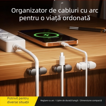 Gestionor autoadeziv de cabluri pentru birou – ABS, stil simplu și modern, potrivit pentru birou, acasă, cămin și mașină
