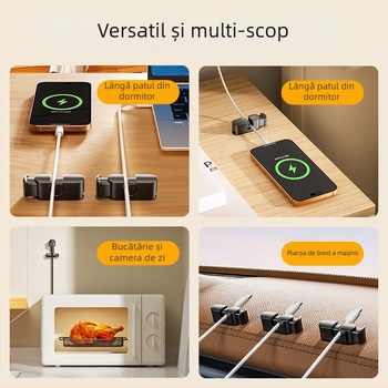 Gestionor autoadeziv de cabluri pentru birou – ABS, stil simplu și modern, potrivit pentru birou, acasă, cămin și mașină