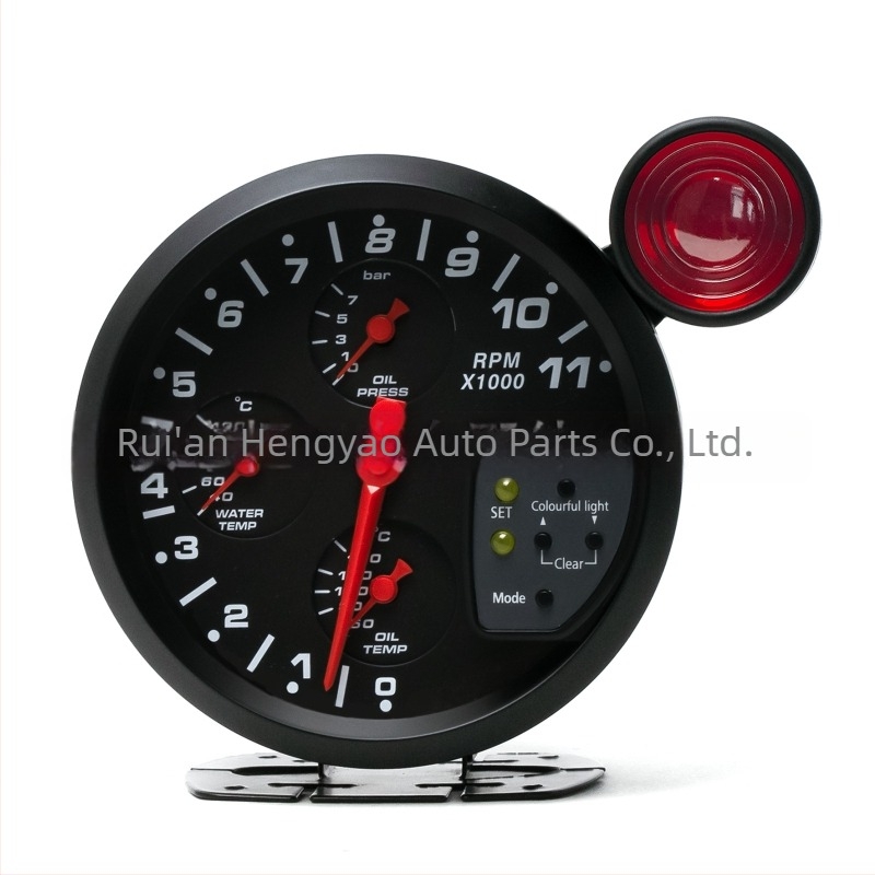 Instrument de bord modificat pentru mașină - tachometru 4 în 1 cu temperatură apei, temperatură ulei, presiune ulei și lumină de schimbare - 12V, greutate 750 g, universal