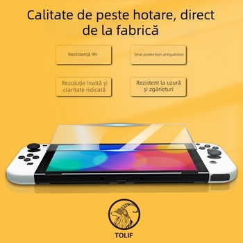 Protecție pentru ecran din sticlă temperată pentru Nintendo Switch OLED — 0,3 mm, claritate HD, antiamprentă, rezistență la căderi, acoperire completă