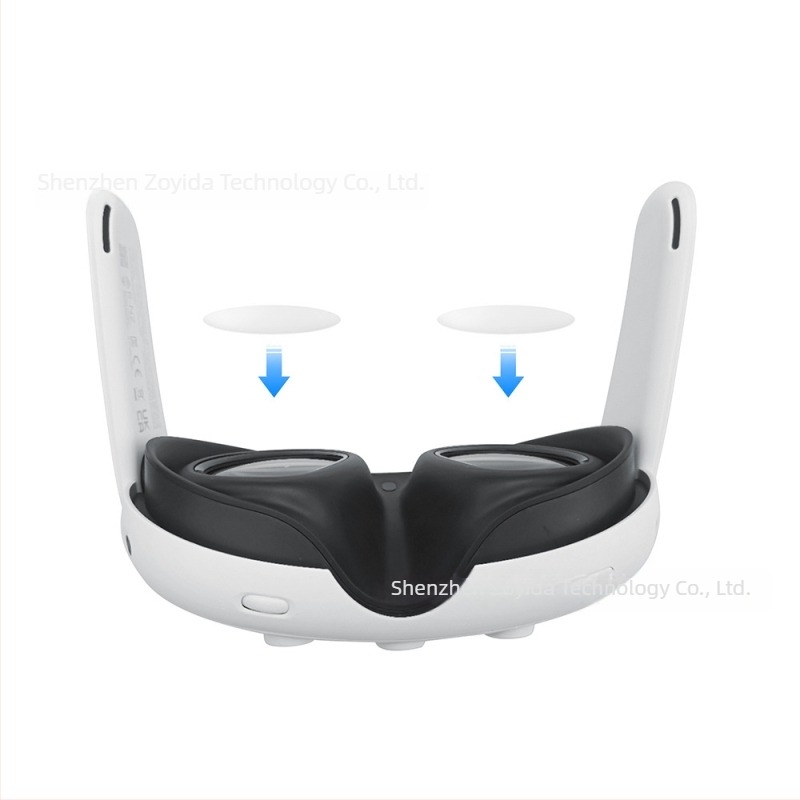 Kit protecție lentile Meta Quest 3: 3 protecții din sticlă temperată pentru lentile și 4 folii TPU moi, tăiate cu precizie; compatibil cu Meta Quest 3; dimensiune ambalaj 9.5×6.3×1.4 cm; greutate 21.5 g; include cutie de plastic și pungă cu alcool.