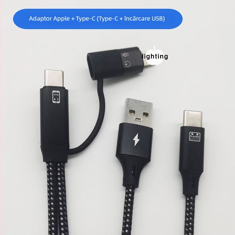 Cablu OTG audio 2‑în‑1 pentru streaming live, nucleu din cupru pur, izolație TPE, carcasă turnată prin injecție