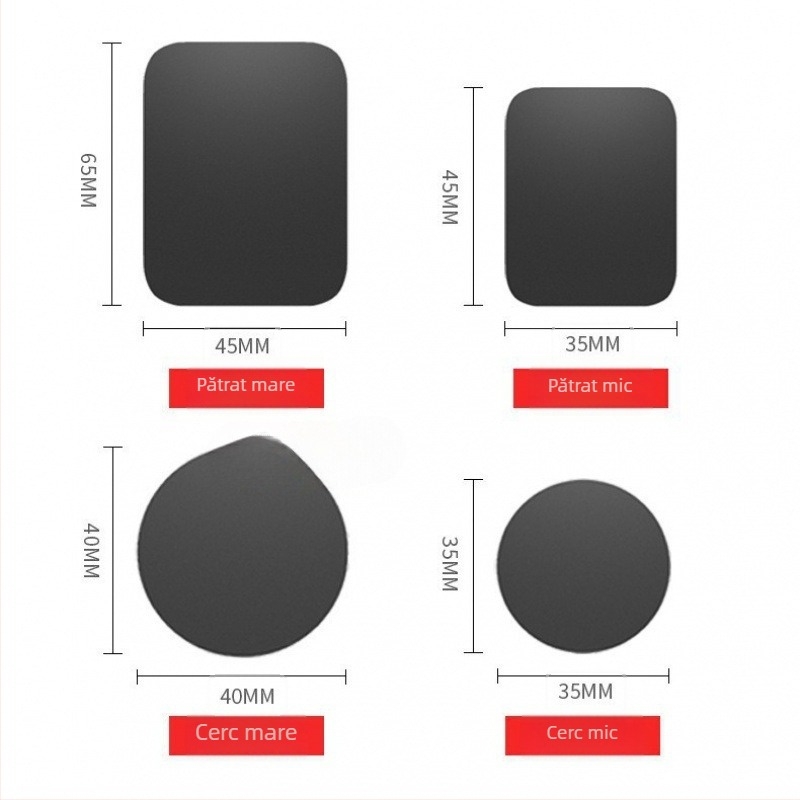 Suport auto pentru telefon cu placă magnetică și ventuză - ultra-subțire