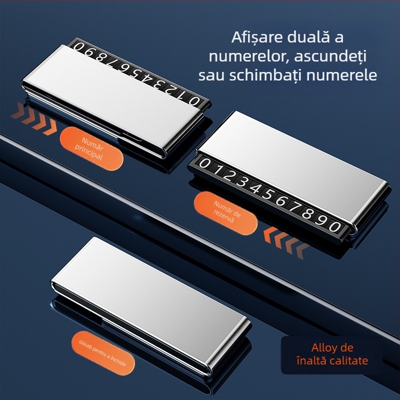 Placă dublă de înmatriculare ascunsă pentru mașină – metal, personalizabilă, imprimare logo disponibilă; Model: placă dublă; Tip: ascuns