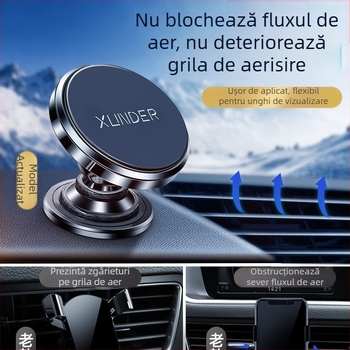 Suport pentru telefon auto - montură cu ventuză magnetică, instalare prin lipire, compatibil cu parbrizul, potrivire universală, navigație în mașină