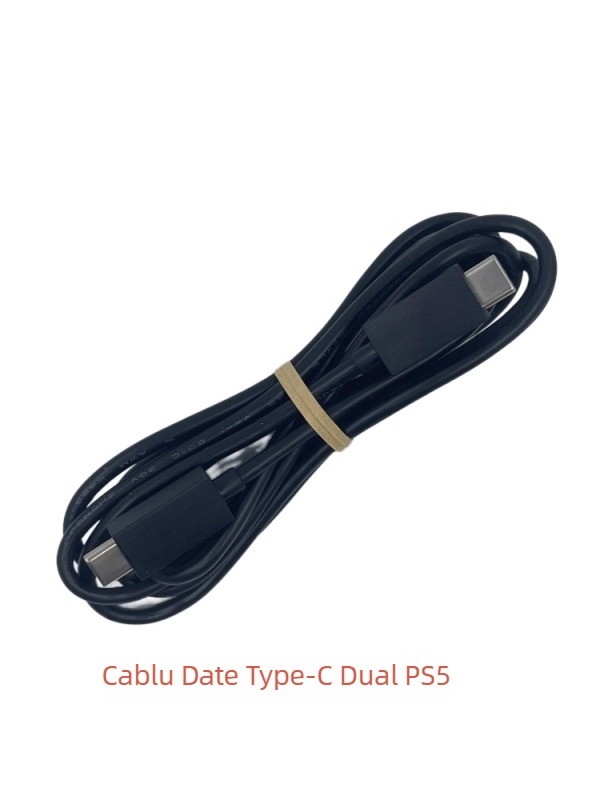 Cablu de date PS5 Slim pentru controler PS5 — cablu de încărcare Type-C cu două capete, ABS