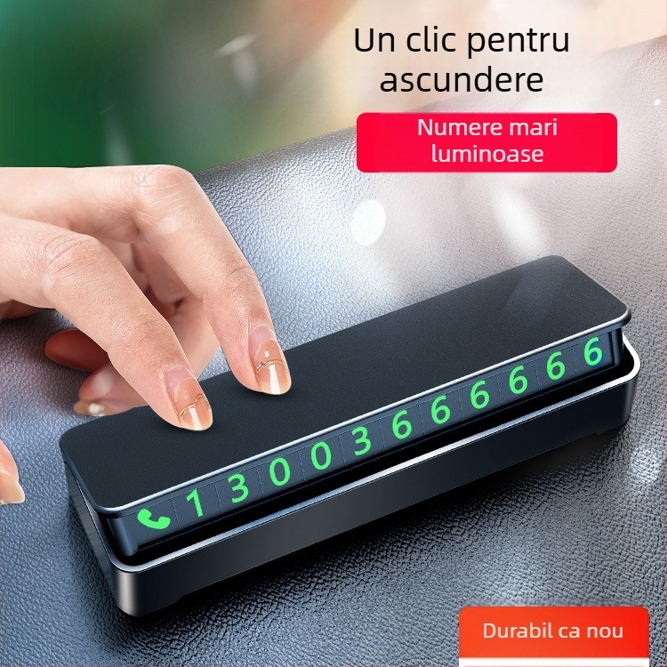 Yi Ju placă metalică de parcare ascunsă, model luminos, cu număr de telefon și logo personalizabil