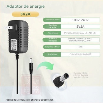 Adaptor de alimentare 5V 2A, compatibil cu routere, camere de supraveghere, set-top box-uri și modemuri optice