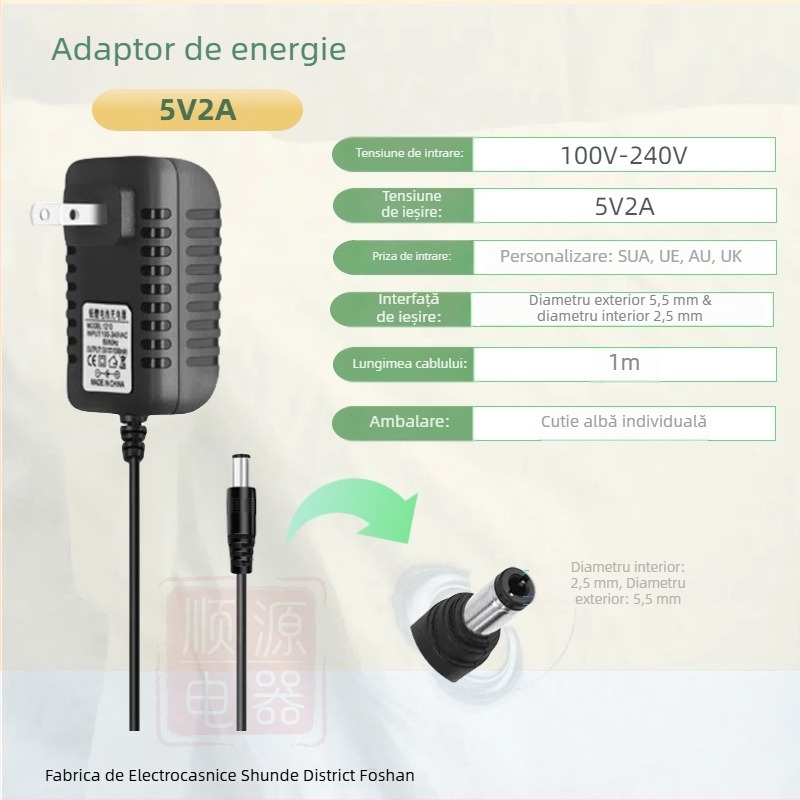 Adaptor de alimentare 5V 2A, compatibil cu routere, camere de supraveghere, set-top box-uri și modemuri optice