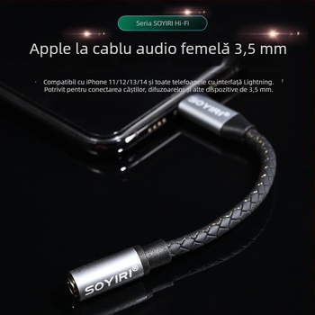 SOYIRI adaptor Lightning către 3,5 mm pentru căști — contacte placate cu aur, conductor din cupru fără oxigen, ROHS certificat
