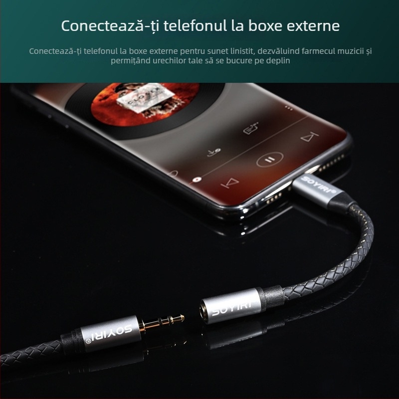 SOYIRI adaptor Lightning către 3,5 mm pentru căști — contacte placate cu aur, conductor din cupru fără oxigen, ROHS certificat