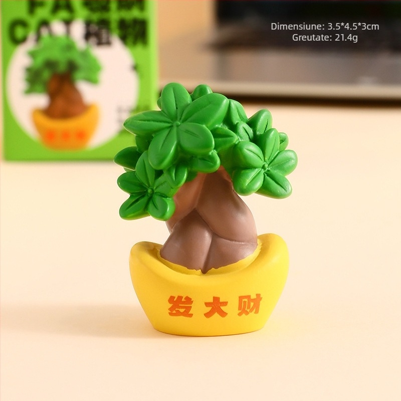 Decorațiune de birou din rășină, mini plantă norocoasă, stil Cartoon — Shangcheng (Material: Rășină; Brand: Shangcheng; Categoria: Cartoon; Stil: Cartoon)