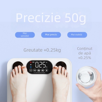 Cântar inteligent pentru masă corporală Worley FG2313WB, 5–180 kg, senzor de precizie înaltă tip G, sticlă temperată, distanță fără fir 5–10 m