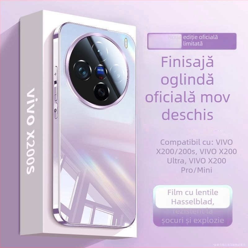  husă de protecție pentru Vivo — sticlă, finisaj electroplacat, protecție anti-cădere, stil simplu și elegant