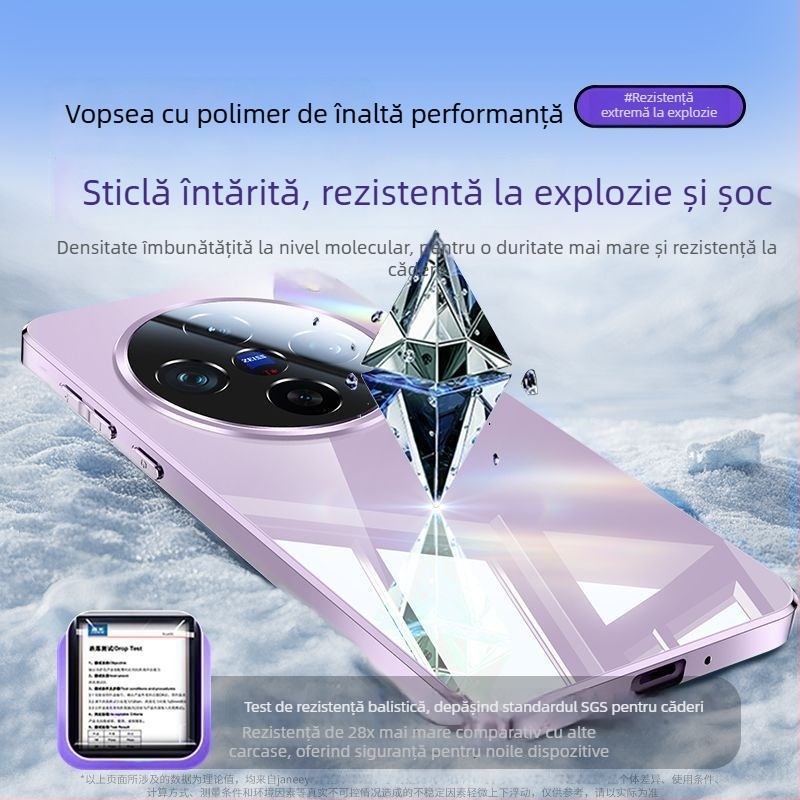  husă de protecție pentru Vivo — sticlă, finisaj electroplacat, protecție anti-cădere, stil simplu și elegant