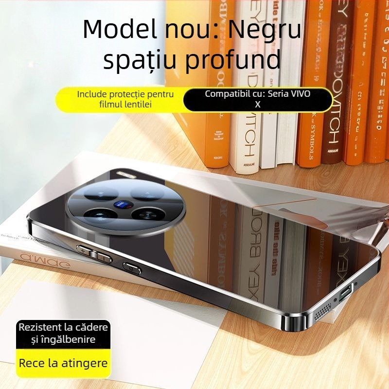  husă de protecție pentru Vivo — sticlă, finisaj electroplacat, protecție anti-cădere, stil simplu și elegant
