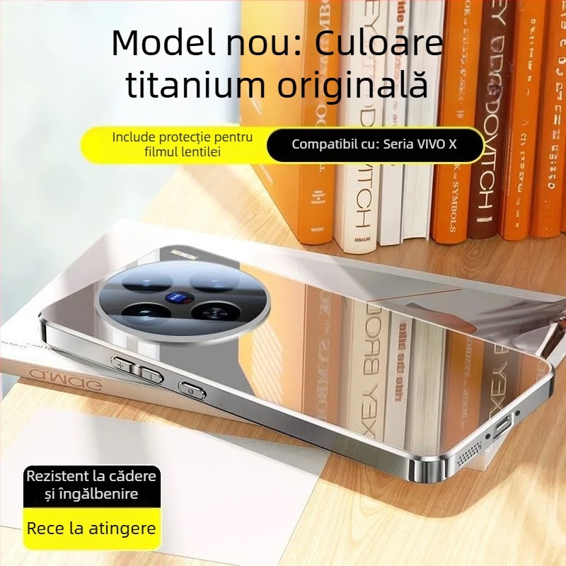  husă de protecție pentru Vivo — sticlă, finisaj electroplacat, protecție anti-cădere, stil simplu și elegant