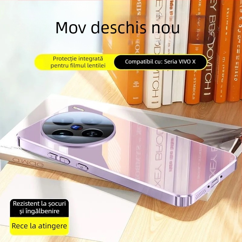  husă de protecție pentru Vivo — sticlă, finisaj electroplacat, protecție anti-cădere, stil simplu și elegant