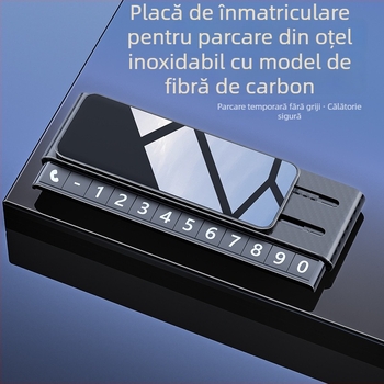 Tablă temporară de parcare pentru mașină, cu număr de telefon, logo imprimat, din oțel inoxidabil