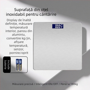 Cântar de greutate, alimentat cu baterii, capacitate maximă 180 kg, design simplu în stil japonez, potrivit pentru angajați de birou.