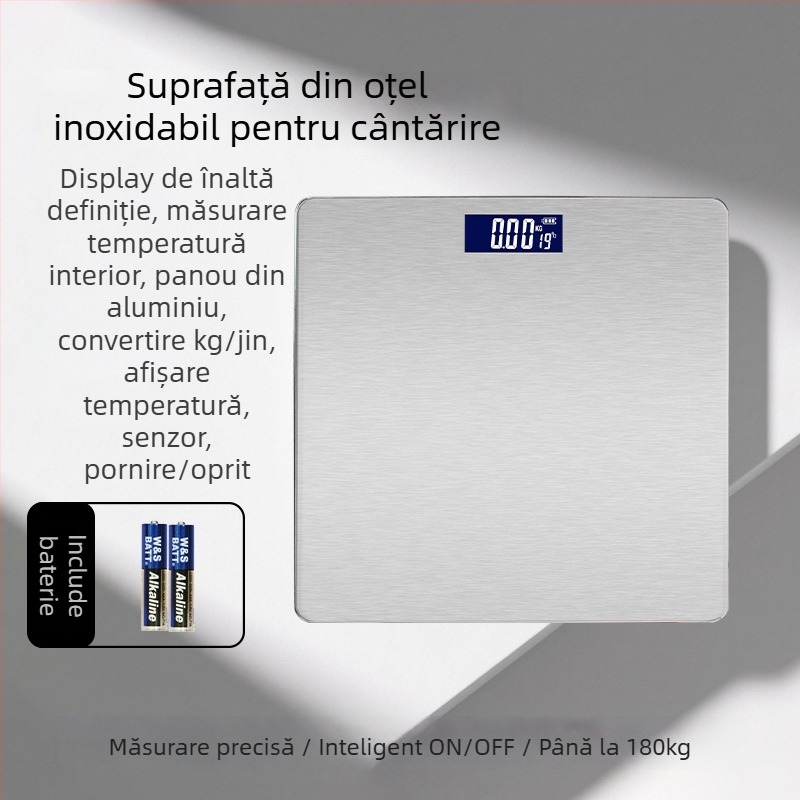 Cântar de greutate, alimentat cu baterii, capacitate maximă 180 kg, design simplu în stil japonez, potrivit pentru angajați de birou.