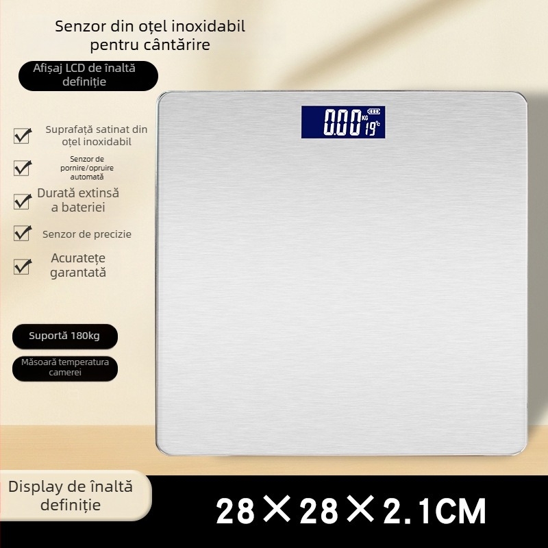 Cântar de greutate, alimentat cu baterii, capacitate maximă 180 kg, design simplu în stil japonez, potrivit pentru angajați de birou.