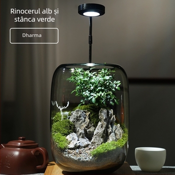 Ornament din sticlă cu peisaj mic de mușchi – stil pădure de cerbi, meșteșug vegetal, ambalare în cutie de spumă