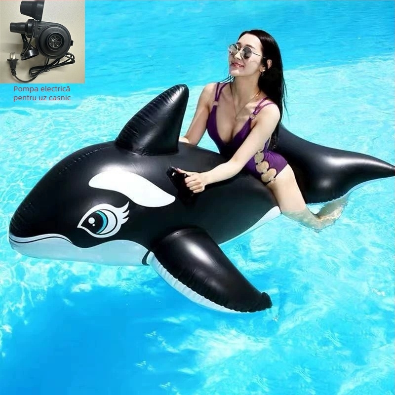 Jucărie gonflabilă pentru piscină, în formă de balenă neagră – pentru copii și adulți