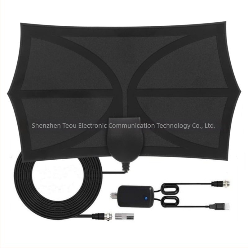 Antena TV hexagonală cu DVB-T/DVB-T2, amplificator, VHF/UHF/FM pentru televiziune digitală