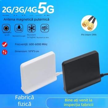 Antena router WiFi 6, câștig 12 dBi, conector SMA, design cu două cabluri, SWR ≤ 1.5