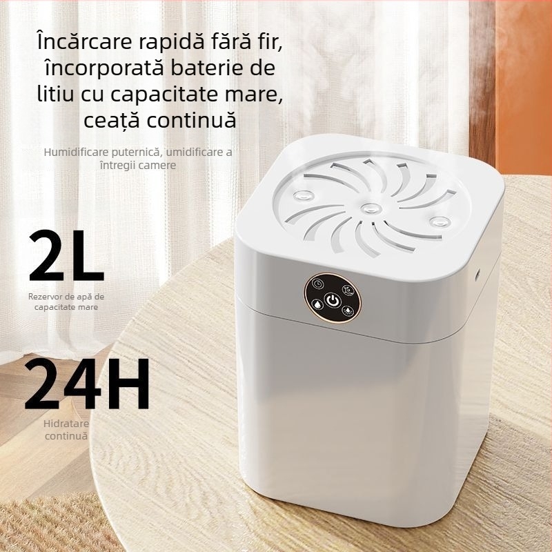 Umidificator pentru dormitor, funcționare silențioasă, rezervor de 10 L, 3 ieșiri de ceață, aromaterapie, protecție la oprire, alimentare cu baterii uscate, carcasă din oțel inoxidabil