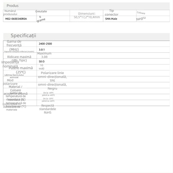 Antena omnidirecțională 2.4 GHz, câștig 3 dBi, în formă de bețișor adeziv, pentru camera auto și router LTE