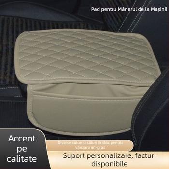 Perna din piele pentru cotiera auto cu strat de înălțare, husă de depozitare multifuncțională, protecție pentru cotiera centrală, plasă anti-derapantă