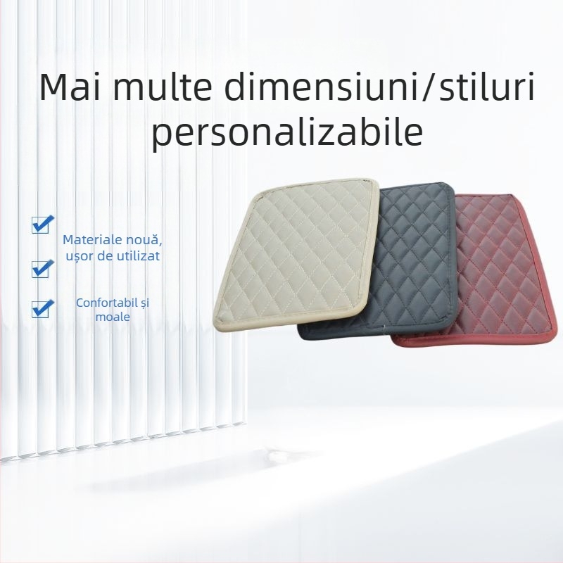 Perna din piele pentru cotiera auto cu strat de înălțare, husă de depozitare multifuncțională, protecție pentru cotiera centrală, plasă anti-derapantă