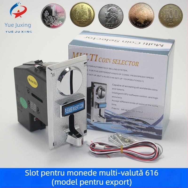 Acceptor de monede pentru automate de vending — valută multiplă, monede străine, interfață 4P, carcasă din plastic, greutate 0,3 kg