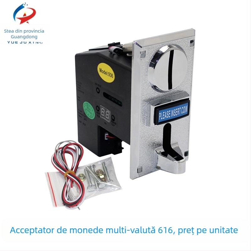 Acceptor de monede pentru automate de vending — valută multiplă, monede străine, interfață 4P, carcasă din plastic, greutate 0,3 kg