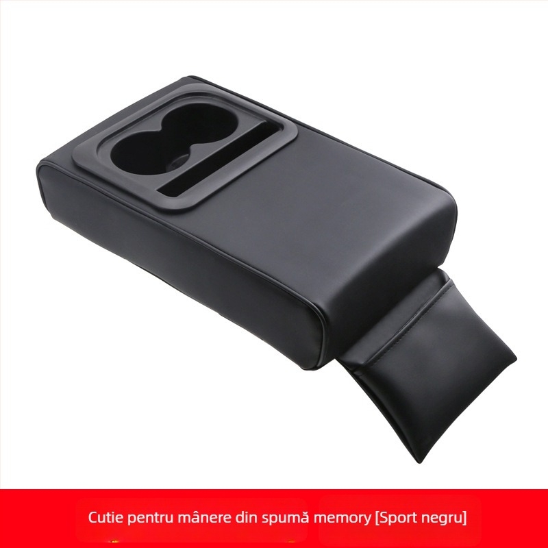 Padă pentru cotieră auto din piele, sprijin pentru cot îmbunătățit, cotieră centrală universală cu compartiment pentru pahare la banchetă • Material: piele • Model universal • Design personalizabil • Greutate: 730 g