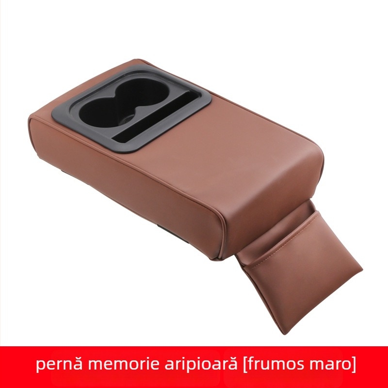 Padă pentru cotieră auto din piele, sprijin pentru cot îmbunătățit, cotieră centrală universală cu compartiment pentru pahare la banchetă • Material: piele • Model universal • Design personalizabil • Greutate: 730 g