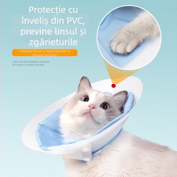 Guler Elizabethan pentru pisici, îngrijire postoperatorie, anti-licking, PVC