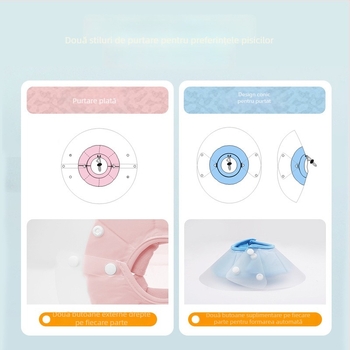Guler Elizabethan pentru pisici, îngrijire postoperatorie, anti-licking, PVC