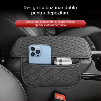 Cotieră auto din piele cu pernă de întărire și buzunar de depozitare, utilizare universală