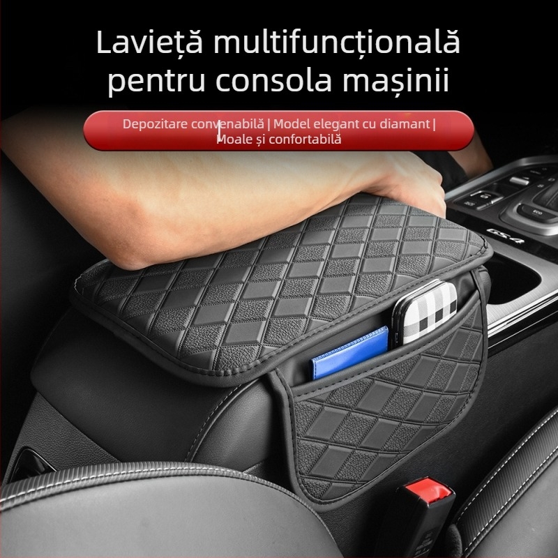 Cotieră auto din piele cu pernă de întărire și buzunar de depozitare, utilizare universală