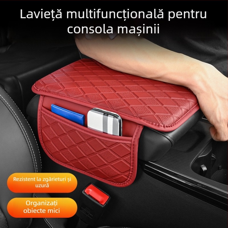 Cotieră auto din piele cu pernă de întărire și buzunar de depozitare, utilizare universală
