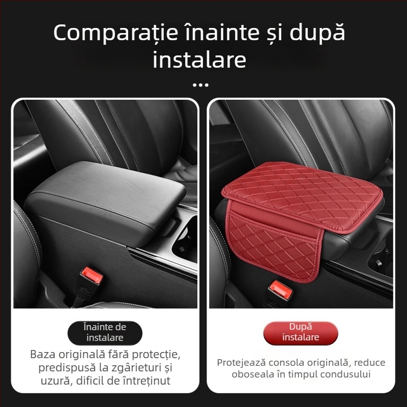 Cotieră auto din piele cu pernă de întărire și buzunar de depozitare, utilizare universală